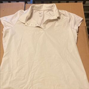 Nike White Fitted Button Down Shirt golf shirt size L
